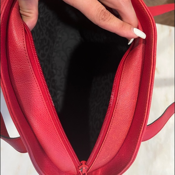 YSL Yves Saint Laurent Vintage Red Leather Arabesque hand bag! Very Rare - Picture 7 of 11